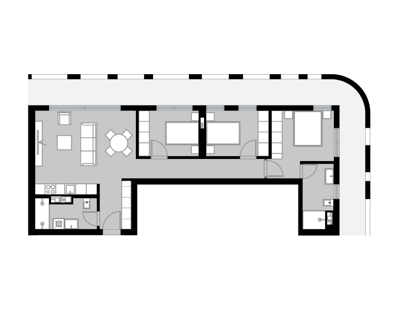 Three-Bedroom Apartment with Tarrace